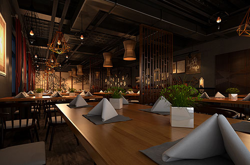 黔江简约大气中式风格餐厅设计装修效果图