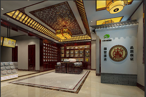 黔江古朴典雅的中式茶叶店大堂设计效果图