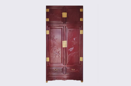 黔江高端中式家居装修深红色纯实木衣柜