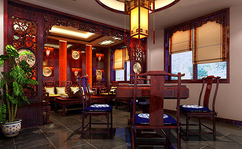 黔江古典中式风格茶楼包间设计装修效果图