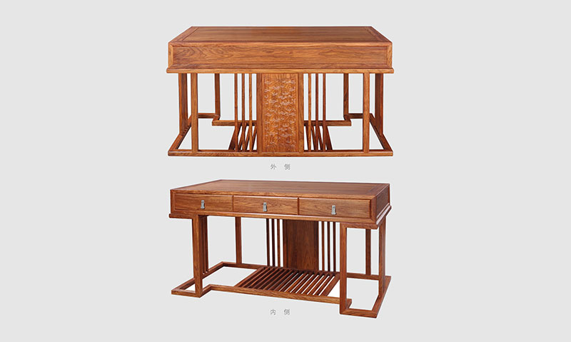 黔江 别墅中式家居书房装修实木书桌效果图